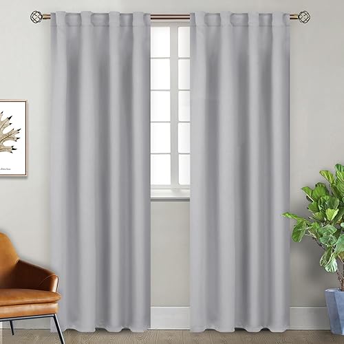 BGment Cortinas opacas con bolsillo para barra y pestaña trasera para dormitorio, cortinas con aislamiento térmico para oscurecer la habitación y
