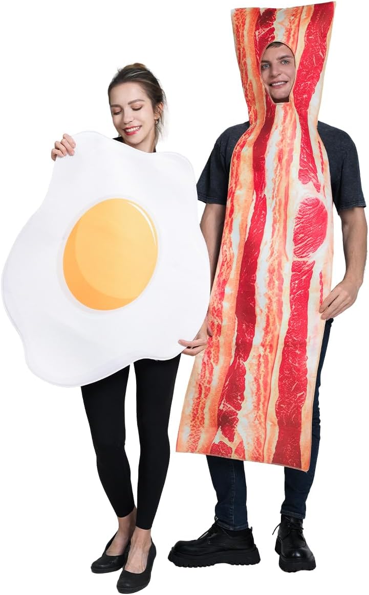 Bacon and Fried Egg Couples Costume Set, Adult Halloween Food Costumes - Image 2
