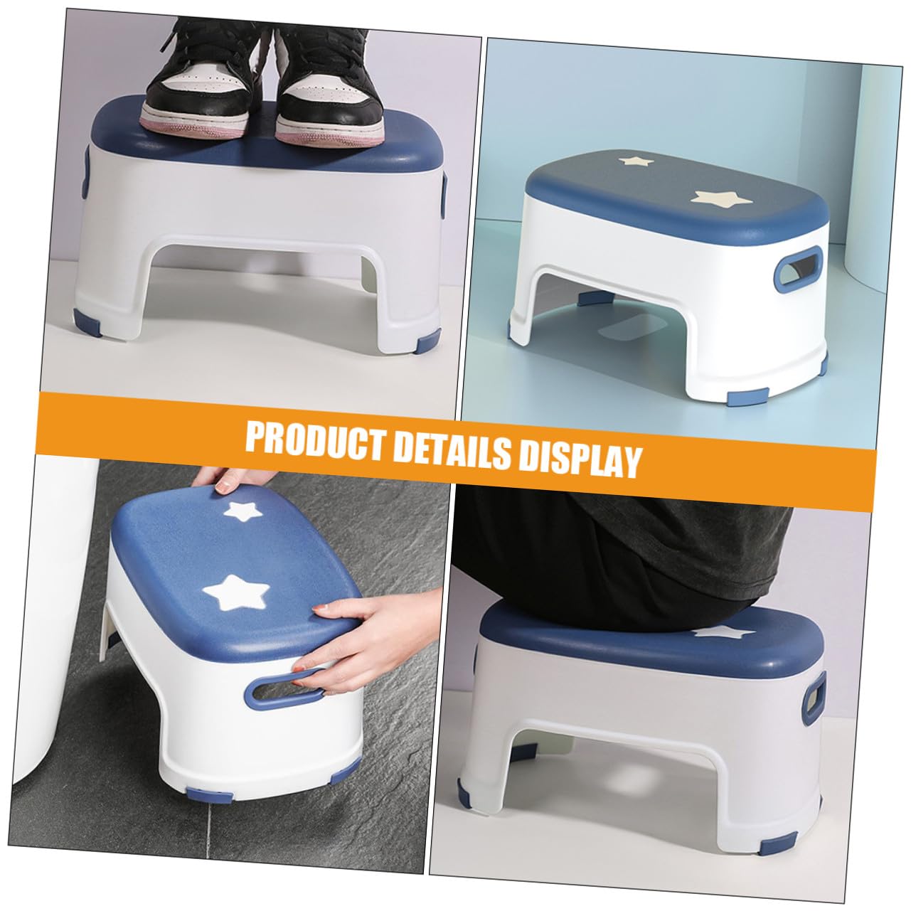 ORFOFE Ergonomischer Tritthocker für Badezimmer mit Rutschfester Unterseite Vielseitiger Sitz Trittstuhl Belastbar und Sicher für Erwachsene für Toilette und Schlafzimmer