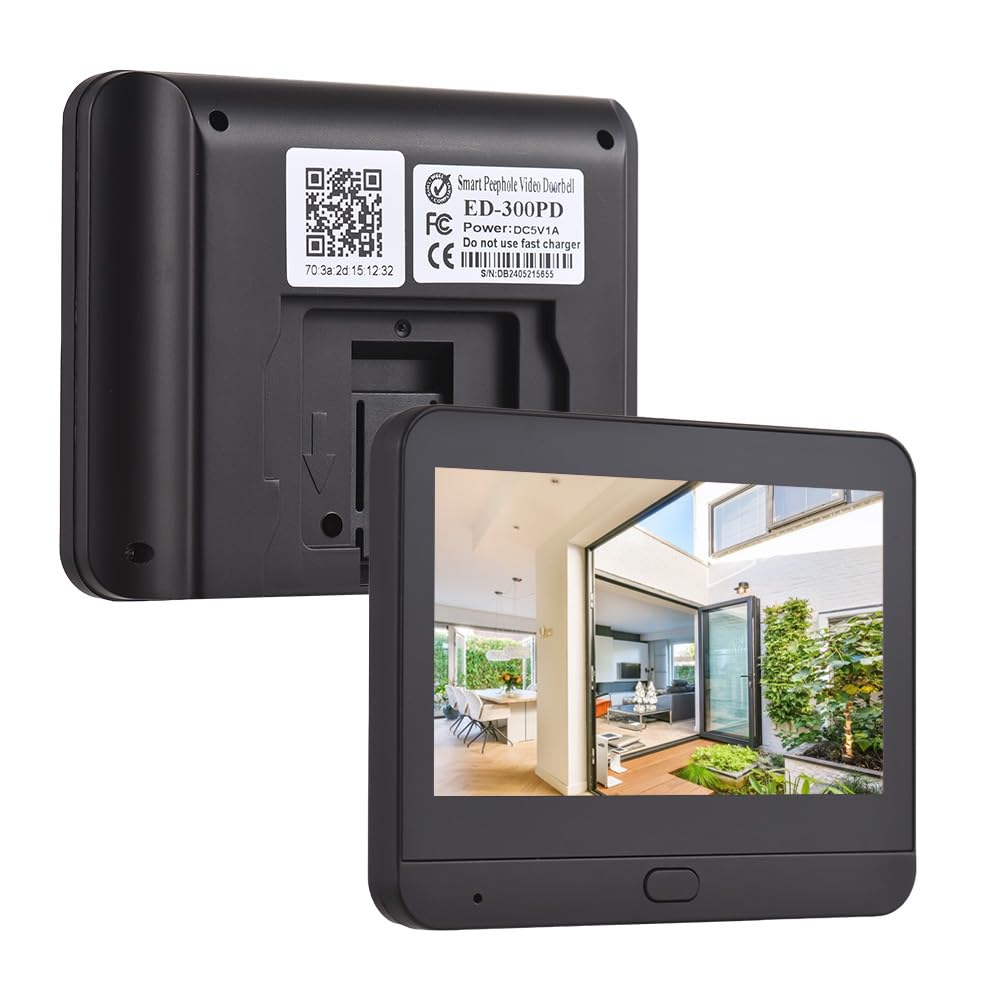 Timbre con vídeo WiFi para cámara de Mirilla de apartamento Pantalla a Color de 4,3 Pulgadas Aplicación Smart TY 1080P PIR Detección de Movimiento Cámara de Alarma Visualización