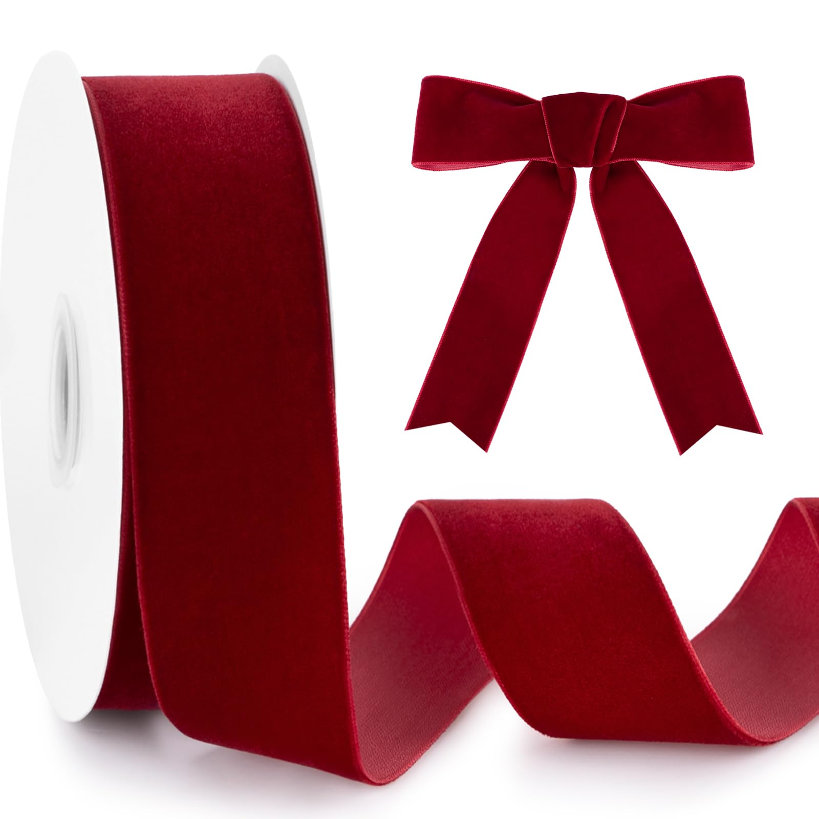 KINGLAKE 38mm Dark Red Velvet Ribbon for Gift Wrapping, 10 Yards Thick Ghristmas Ribbon for Xmas Tree Decoration, Hair, Bows Making, Crafts