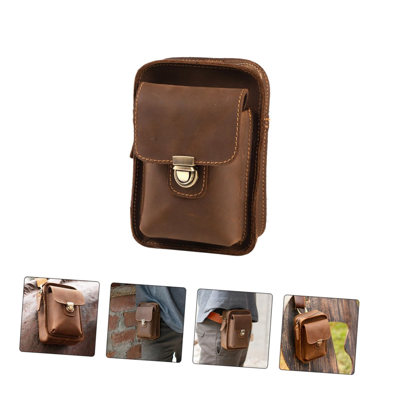 Pochette Ceinture Cuir Vintage pour Téléphone Portable Banane Multifonctionnelle Extérieure Résistante et Pratique pour Sport et Randonnée