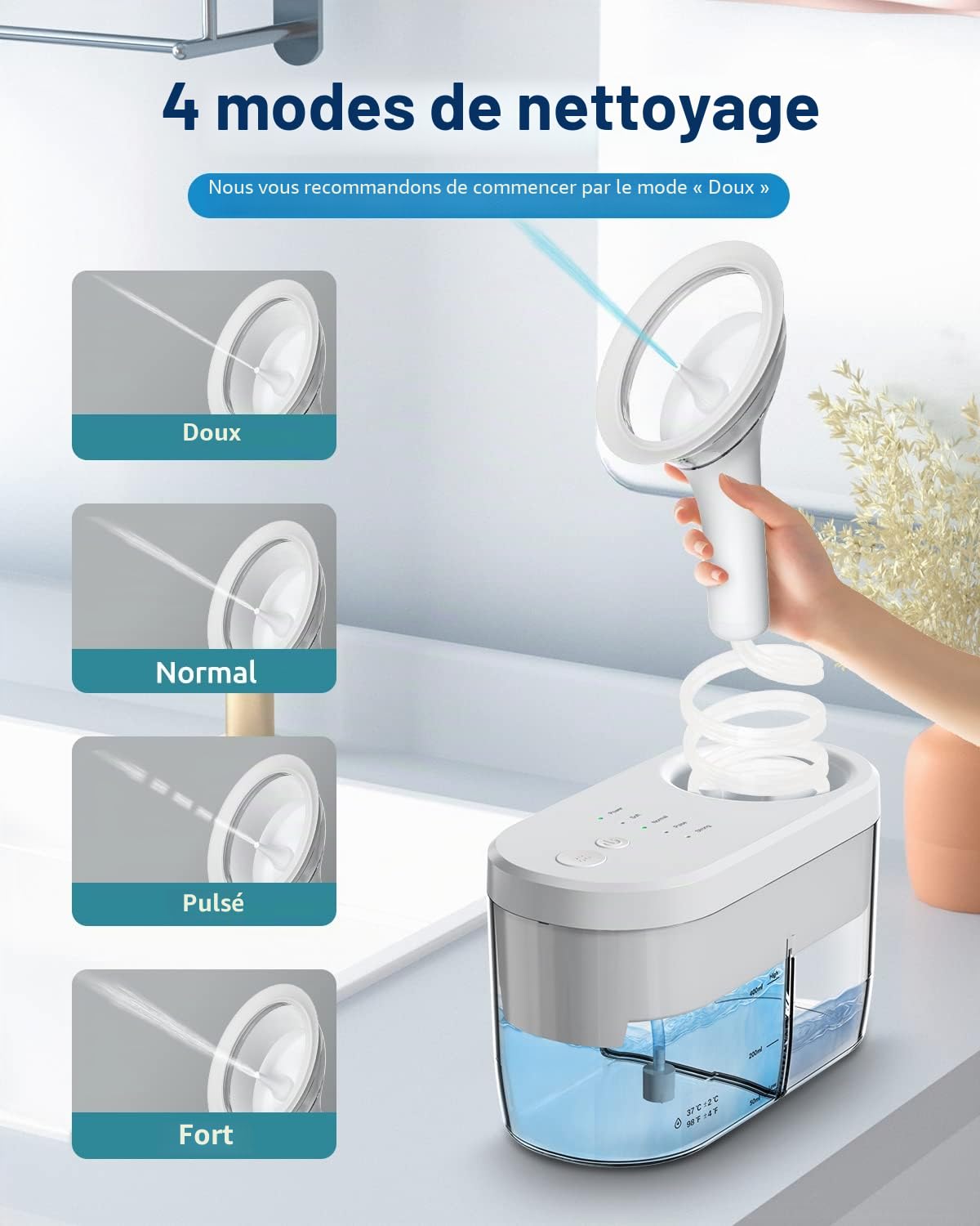 Kit De Cire D'oreille électrique, Outil De Nettoyeur D'oreille,nettoyage Efficace De L'oreille Avec 4 Modes Et Recyclage Automatique Des Eaux Usées Pour Les Enfants Adultes