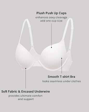 INLYRIC Women's Push Up Bra Tshirt Demi Supportive Bras Underwire Plunge Padded Comfortable Inbarely Plus Collection