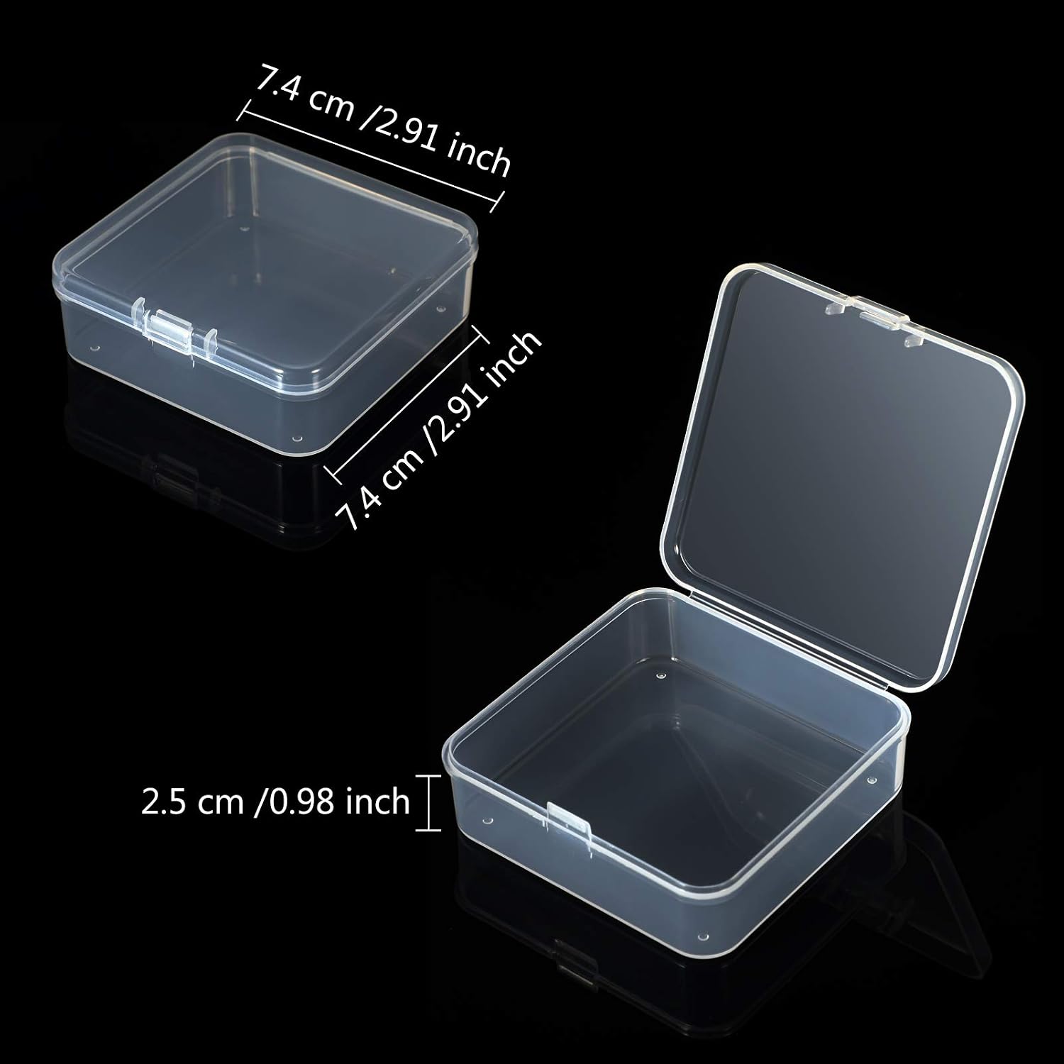 6 Pieces Mini Plastic Clear Beads Storage Containers Box for Collecting Small Items, Beads, Jewelry, Business Cards, Game Pieces, Crafts (2.91 x 2.91 x 0.98 Inch) - Image 3