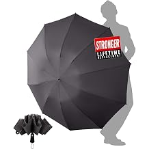 Large Storm Resistant Umbrella for Rain Compact Travel - Automatic Open and Close for Men and Women Windproof - with 10 Ribs Umbrella XXL 210T Fabric Robust and High Quality