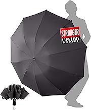 Compact Folding Rain Umbrella – Automatic Large Rain Umbrellas Windproof Robust Reverse – Portable Men and Women Travel Resistant Teflon 210T 10 Ribs