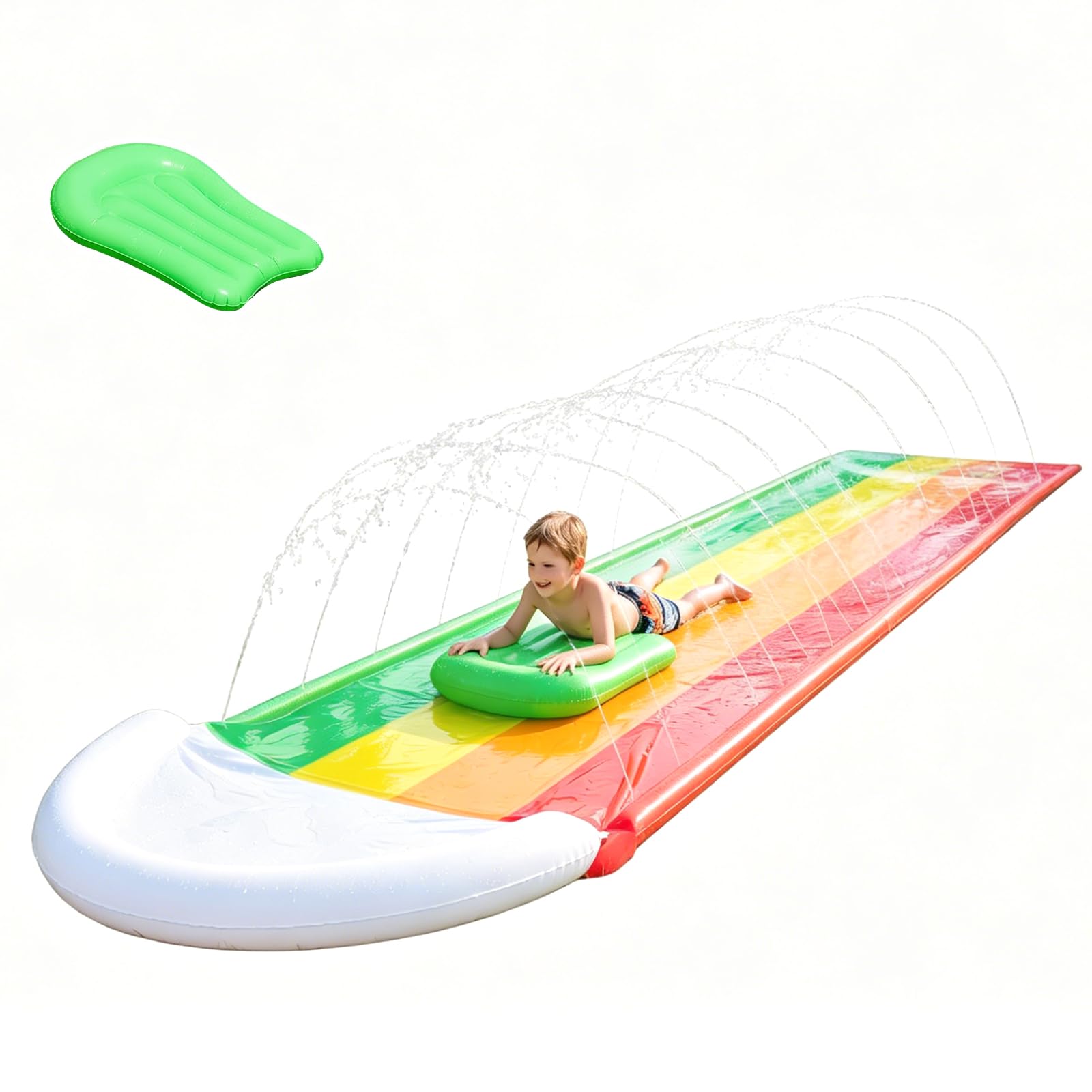 4.8m Wasserrutsche Aufblasbar Mit Surfbrett, Wasserrutsche Garten FüR Kinder, Wasserrutschbahn Kinder DraußEn, Aufblasbare Wasserrutsche, Der Integrierte Sprinkler Deckt Die Gesamte Rutsche Ab (1P)