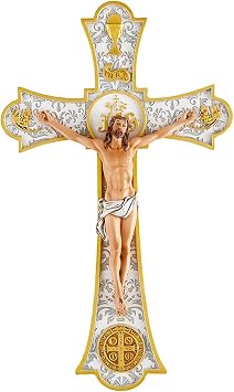 CB Catholic Holy Mass Wedding Wall Crucifix, 8", White