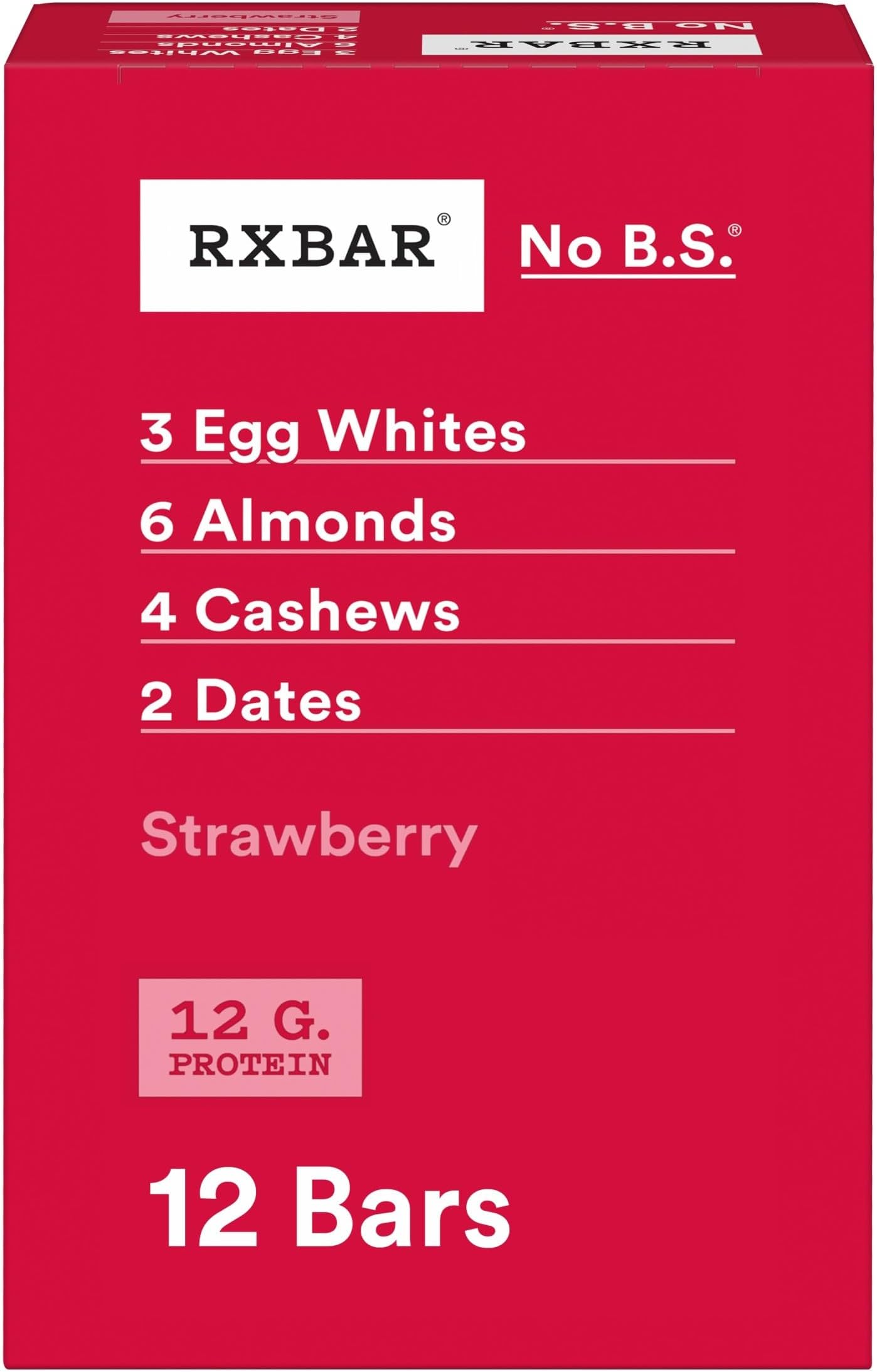 Protein Bars, 12g Protein, Gluten Free Snacks, Strawberry, 22oz Box (12 Bars)