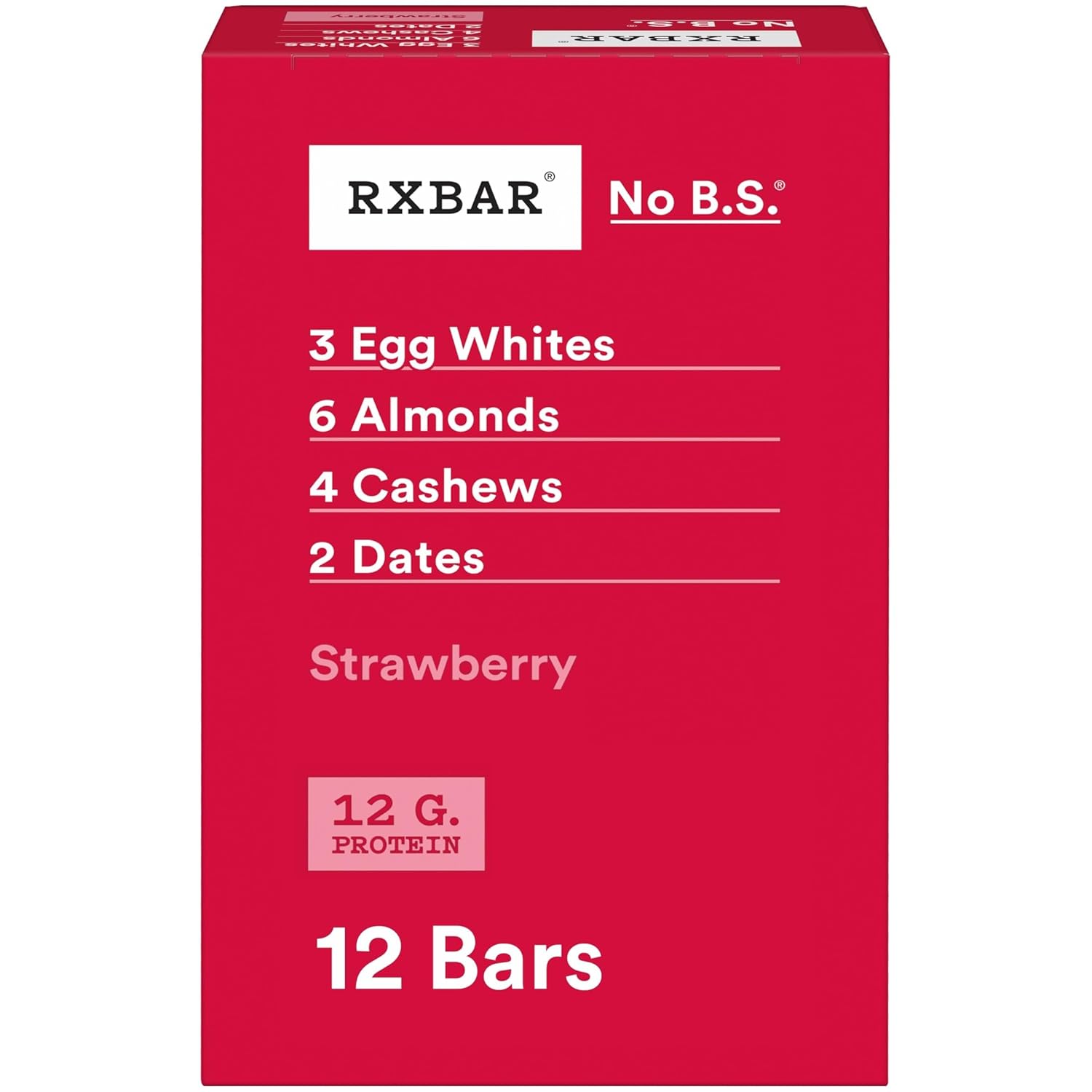 RXBAR Protein Bars, 12g Protein, Gluten Free Snacks, Strawberry, 22oz Box (12 Bars) RXBAR Protein Bars, 12g Protein, Gluten Free Snacks, Strawberry, 22oz Box (12 Bars)