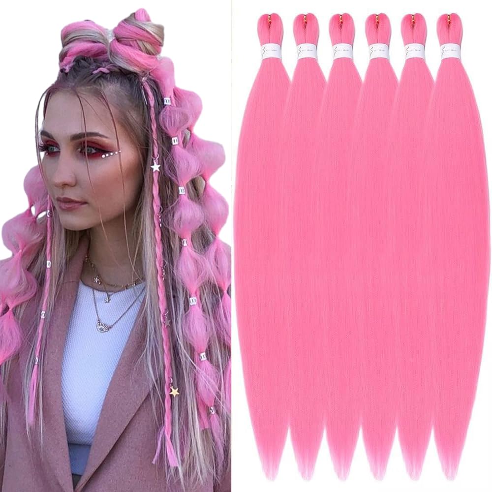 YDDM Capelli Per Treccine Africane Rosa Extension Treccine Texture Yaki Easy Install per Principianti 20 Pollici 3 Pezzi Capelli Leggeri e Naturali per Box Braids, Twist e Crochet — view 63