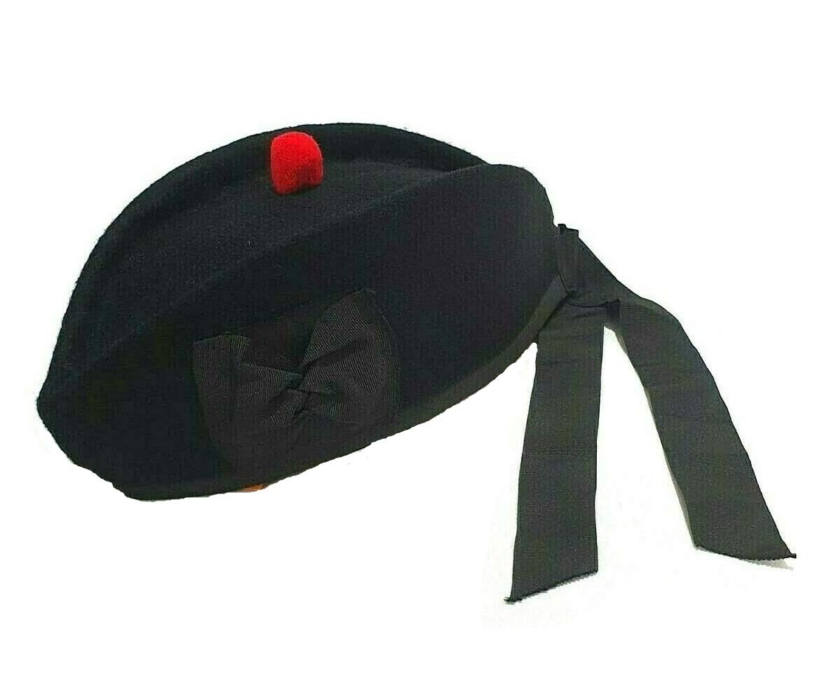 UNEED Scottish Glengarry Hat Scottish Wool Piper Bonnet Black Highland Scots Cap 4 Kilts Army Bagpipe Torrie at top