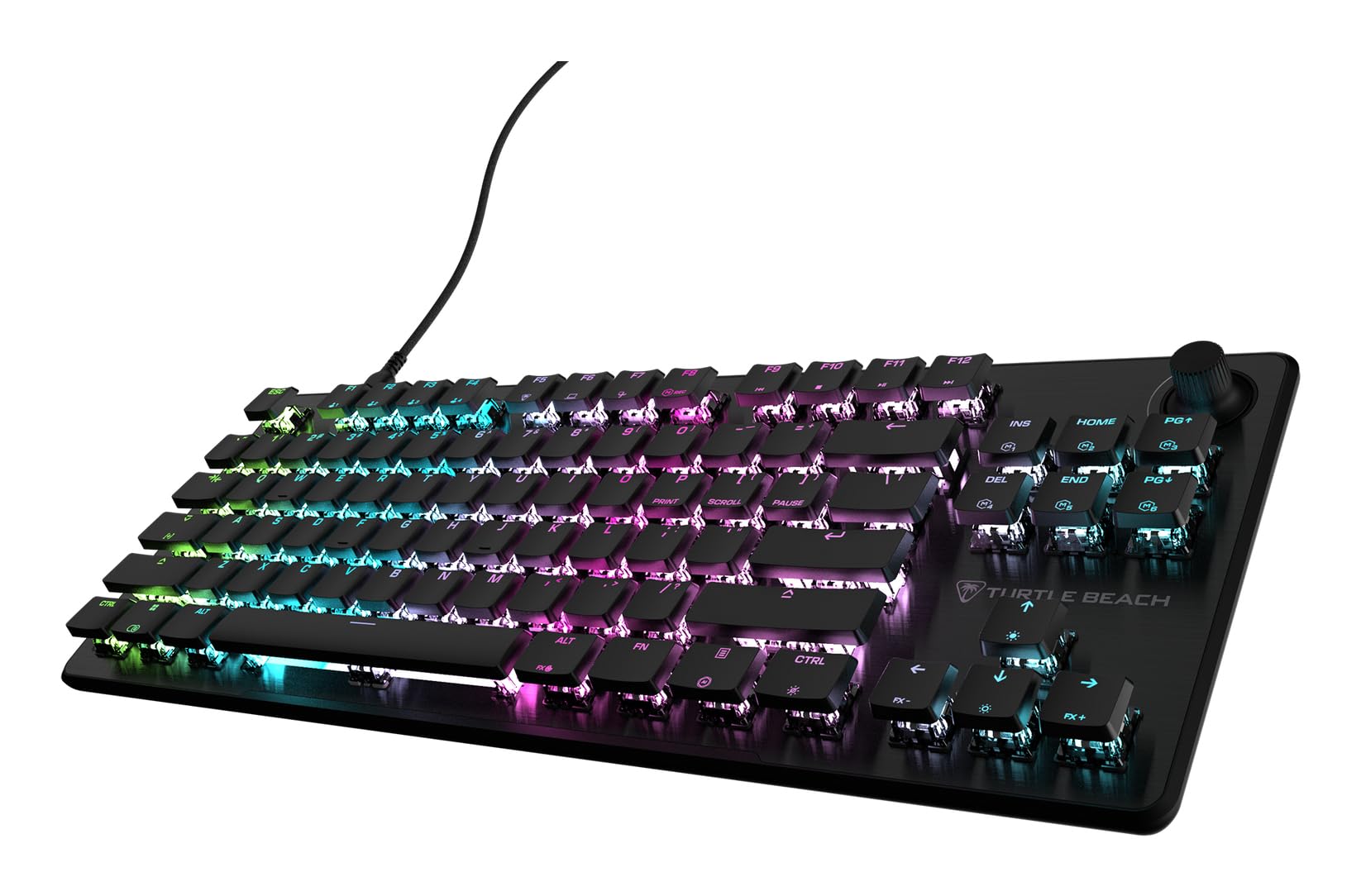 Turtle Beach Vulcan II TKL RGB Tenkeyless mechaniczna klawiatura gamingowa do PC – przełączniki liniowe z możliwością wymiany podczas pracy, podświetlenie RGB na przycisk, regulacja głośności