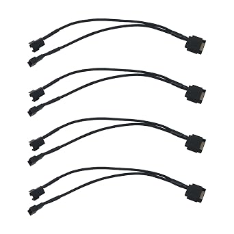 4PCS Black PC Fan Splitter 15 Pin SATA Connector Suitable for 3 or 4 Pin Motherboard/CPU Plug