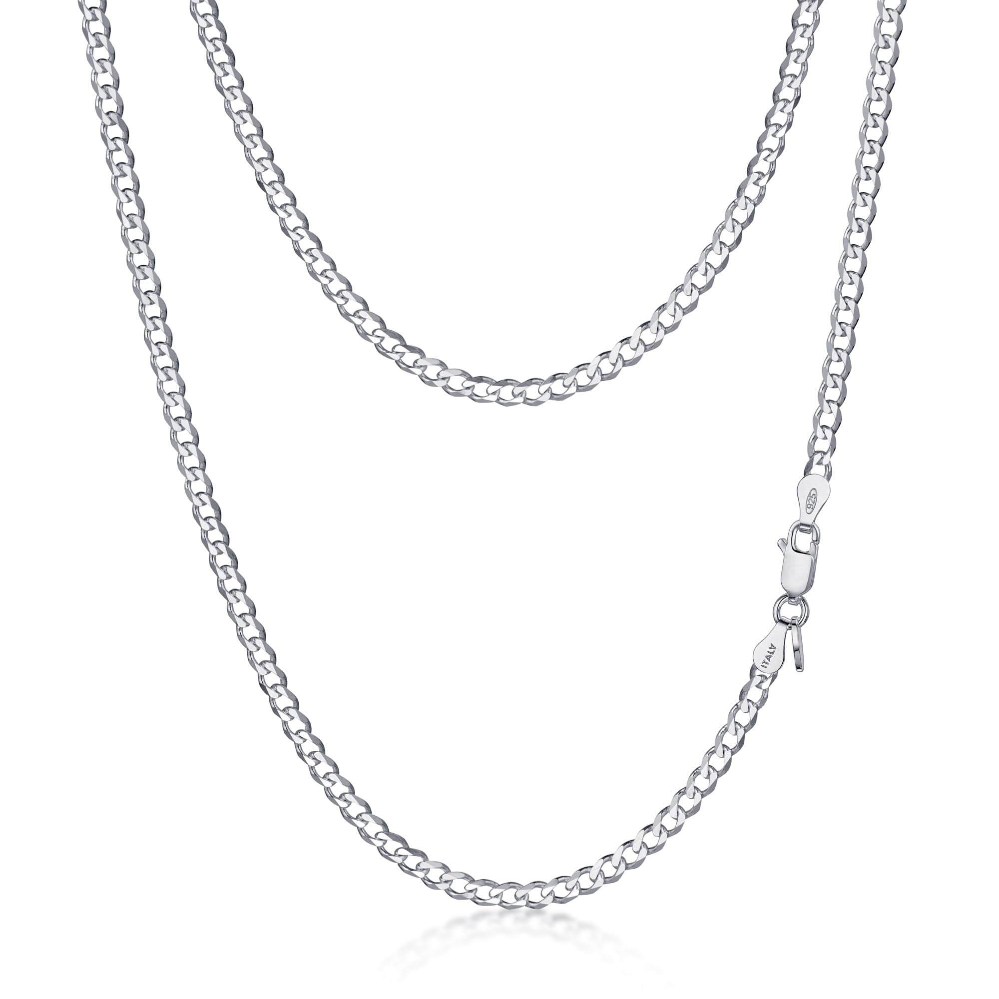 Amberta Collar de Cadena Cubana para Mujer de Plata de Ley 925, Collar Mujer Plata Regalo, Eslabón Estilo Miami