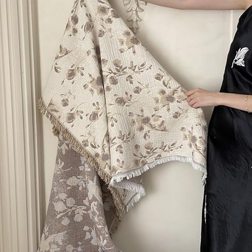 Coperta estiva in mussola di cotone, coperta estiva in garza a quattro strati, con nappe, con fiori, morbida, traspirante e leggera, per camera da letto, divano, decorazione (C, 80 x 160 cm)