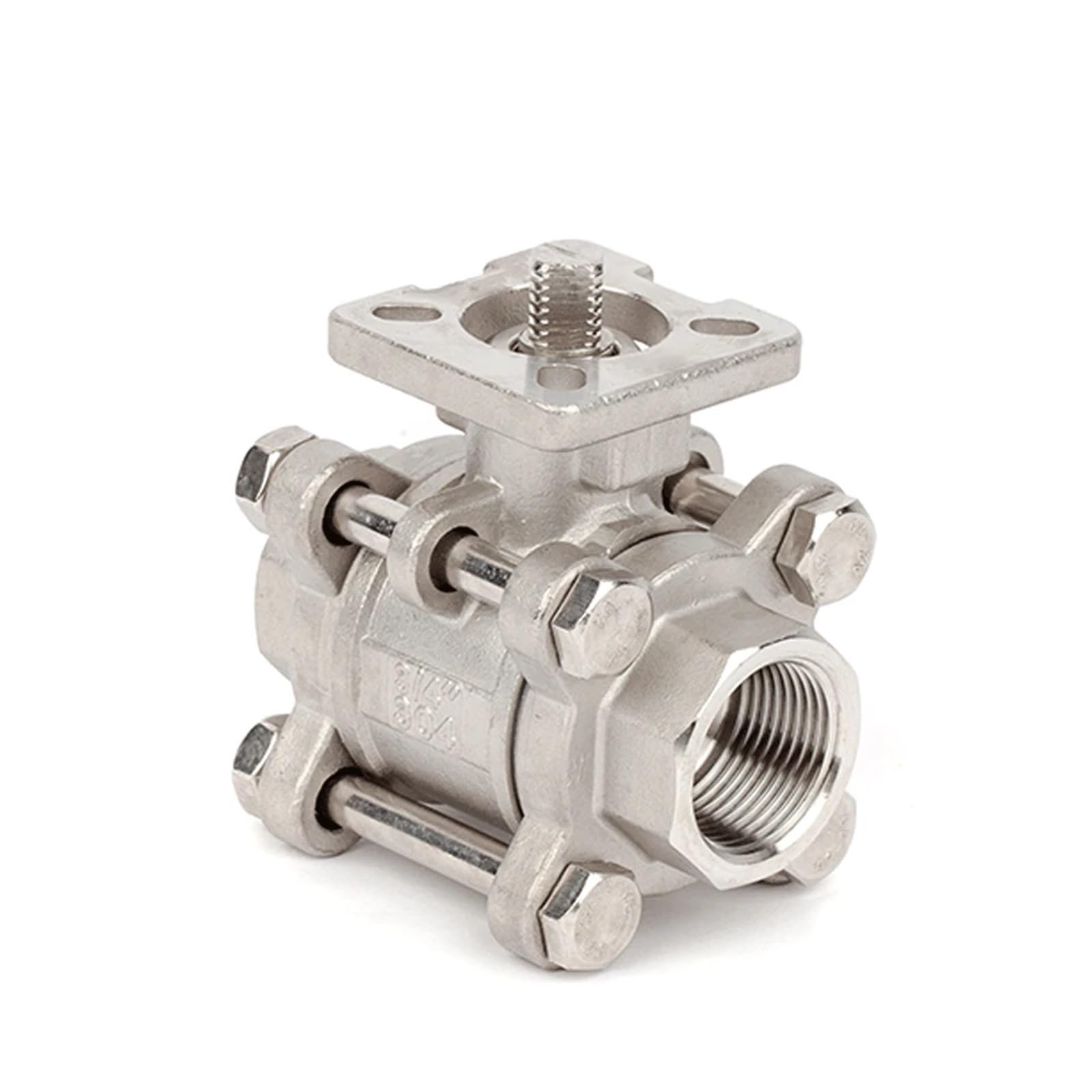 1/4" 3/8" 1/2" 3/4" 1"-2" BSPT Innengewinde 304 Edelstahl, hohe Plattform, robuster 3-teiliger Kugelhahn mit vollem Durchgang(DN15 1l2 Inch BSP,SS304 Heavy Duty)