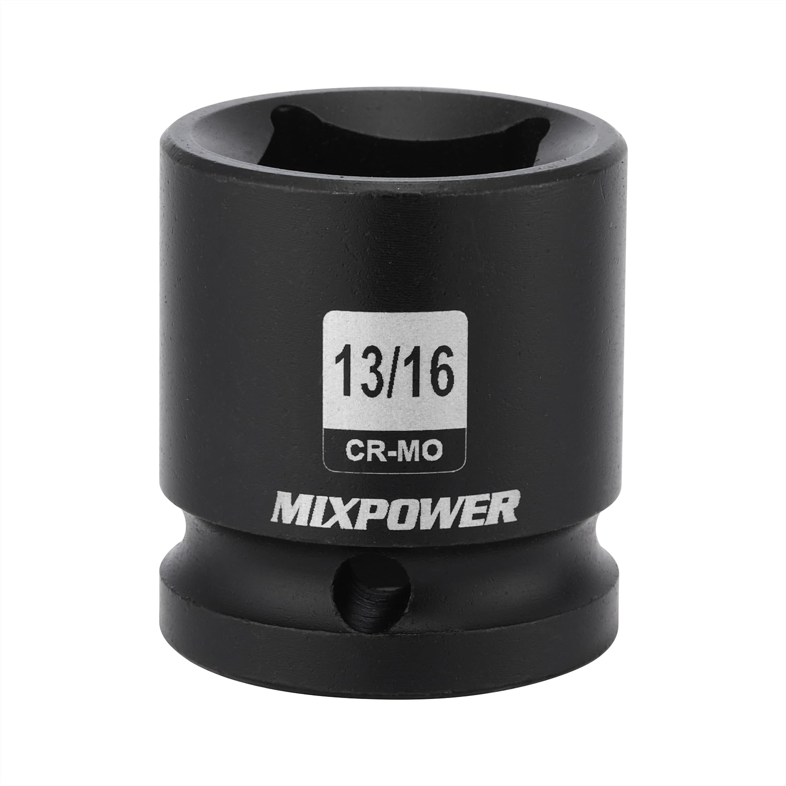 MIXPOWER 1/2"Drive 13/16" Square Socket, CR-MO, 4-Point, SAE, Black Phosphate Finish