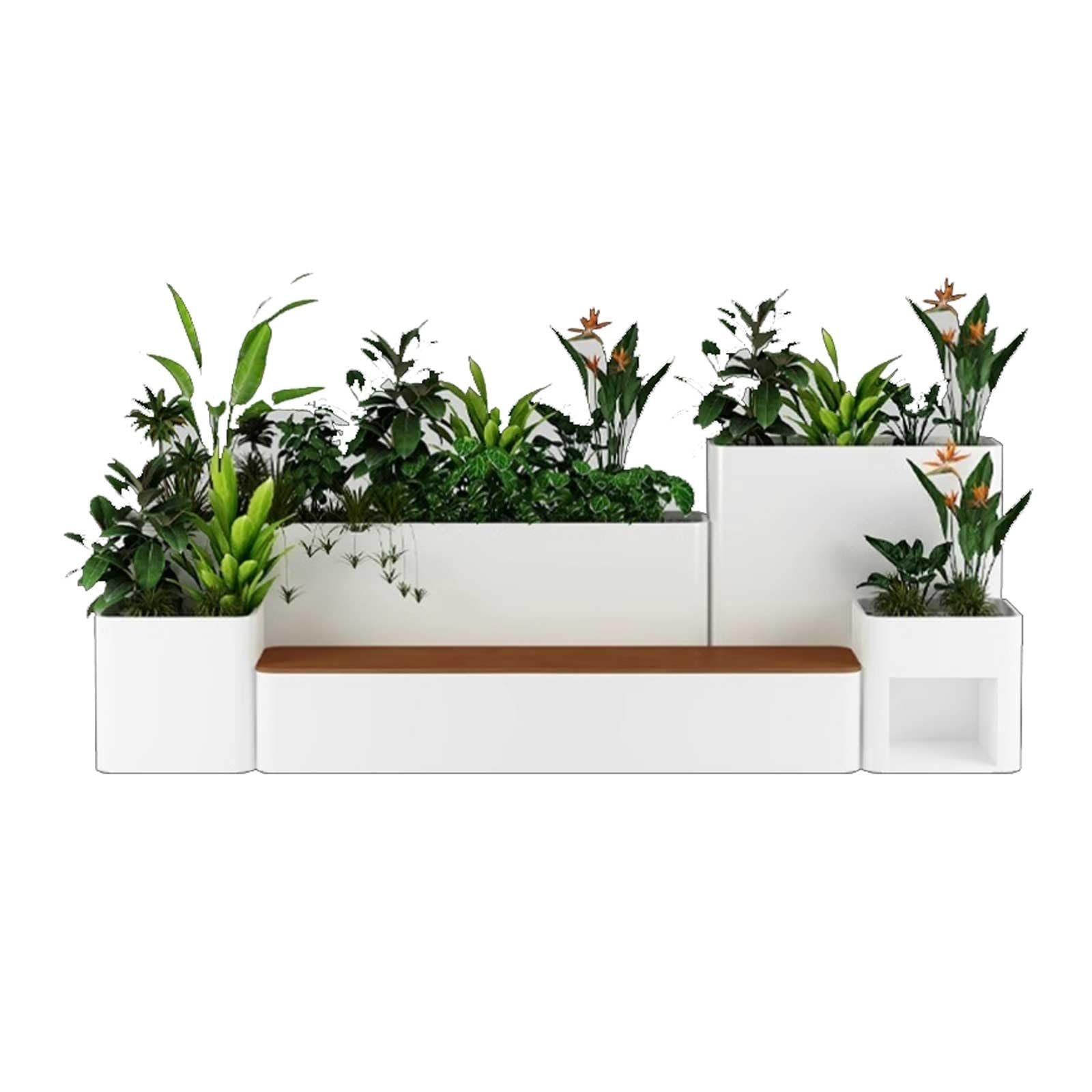 Xilin-872 Bank mit Pflanzkasten, Blumenkasten for den Auenbereich aus  verzinktem Blech und Hartholz mit Bank, groer Freiform-Pflanzkasten aus  Metall und Kombination aus Bank Gartenbank : Amazon.de: Garten