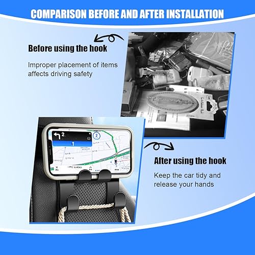 Miniatura 4 de Soporte para reposacabezas de automóvil para asiento trasero, 2 unidades, organizador multifuncional 3 en 1 para asiento trasero de vehículo,