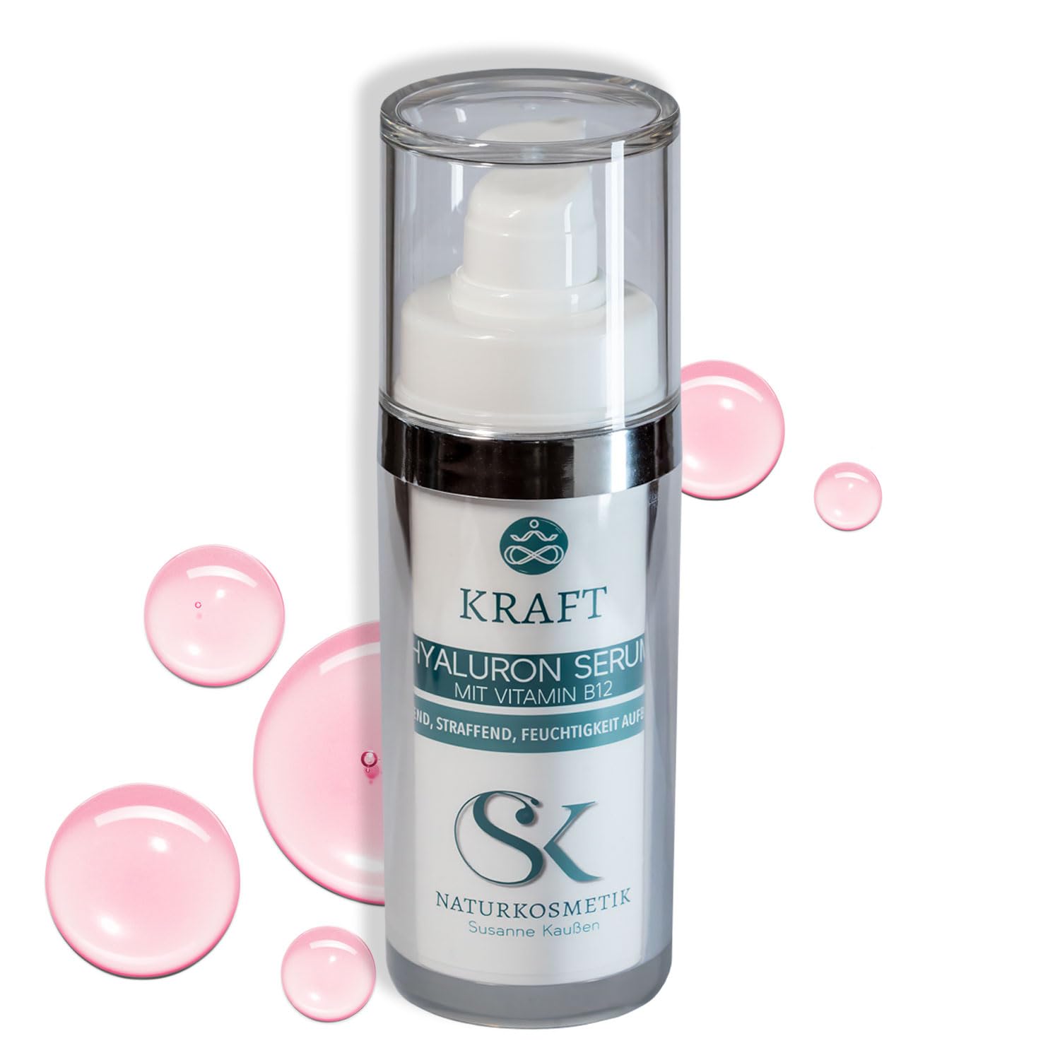 KRAFT Hyaluron Serum, 3-fach Hyaluronsäure mit Vitamin B12, Aloe Vera & Vitamin E | feuchtigkeitsspendendes Gesichtsserum, Anti-Aging Pflege, bei Rosacea, Made in Germany