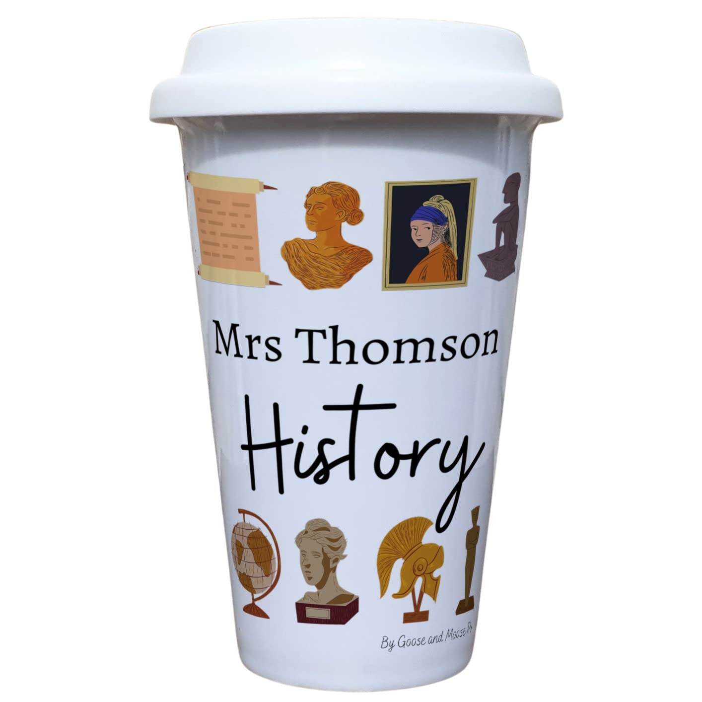 History Teacher Travel Mug Personalised - Gift for Historian Lover - Personalised Archaeology Student Thermal Ceramic Insulated Travel Mug