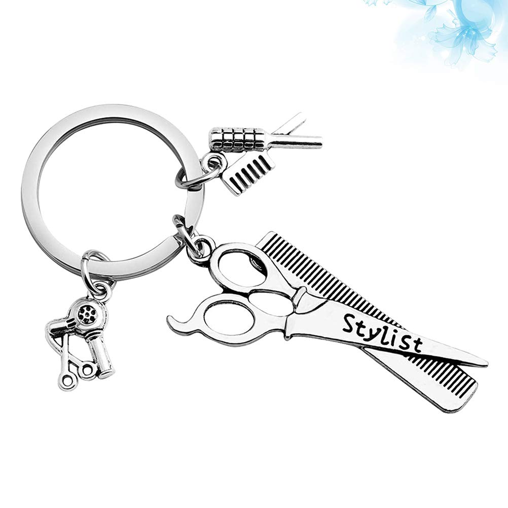 1 x keyring, hair dryer, combs, scissors, pendant, keyring, hanging ornament, for hairdresser hairdresser - Image 2
