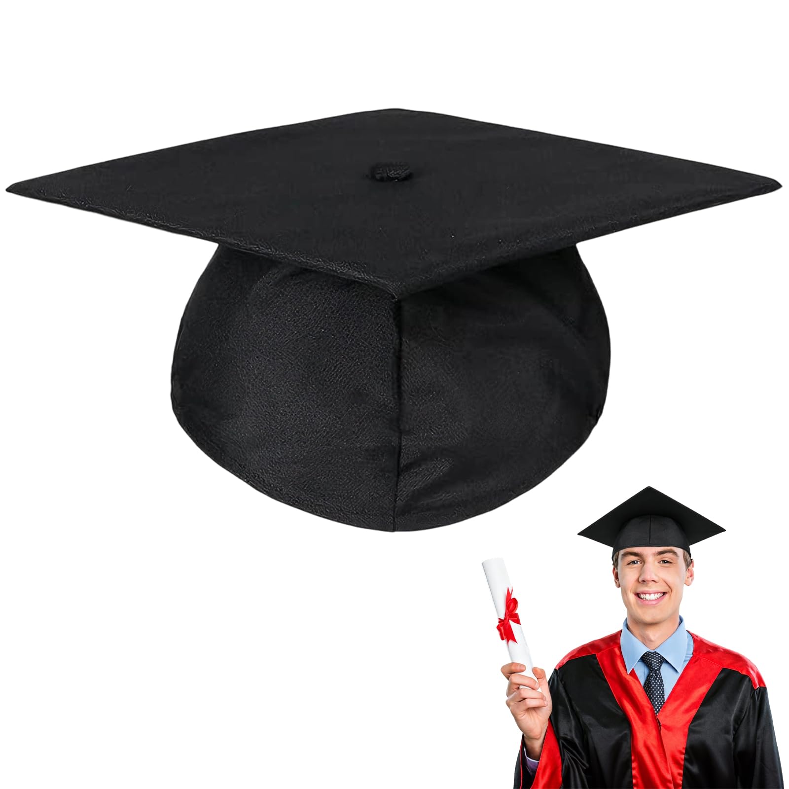 Birrete De Graduación Ajustable – Talla 53-60 Cm, Poliéster Mate Con Borla Suave, Ideal Para Ceremonias Y Fotos De Graduación