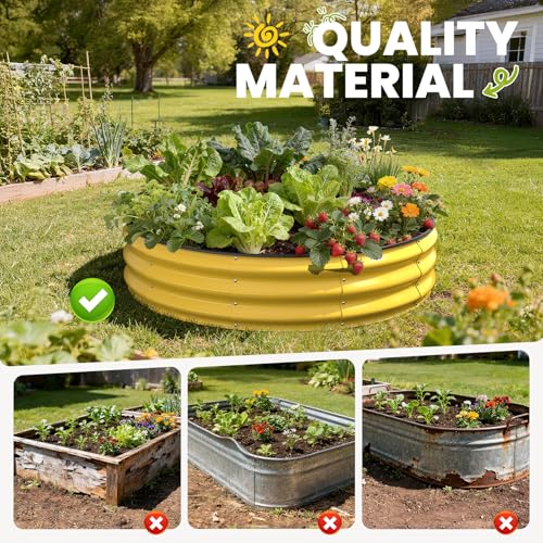 Image of Pattiumo Galvanized Raised Garden Bed 4x4x1 FT, Round Metal Raised Garden Bed Outdoor Planter Box with Open Bottom, Rust-Resistant Steel Garden Bed for Vegetables Herbs Flowers, Easy Assembly