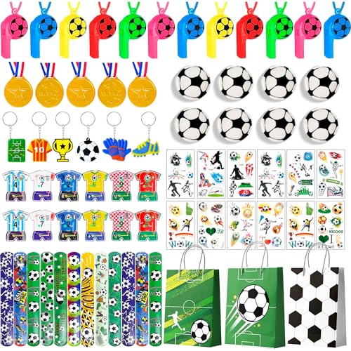 Football Pinata Anniversaire Garcon, 96pcs Set de Cadeaux Football Anniversaire Inclure Autocollants de Fête de Football Bracelet Porte Clef etc Cadeaux de...