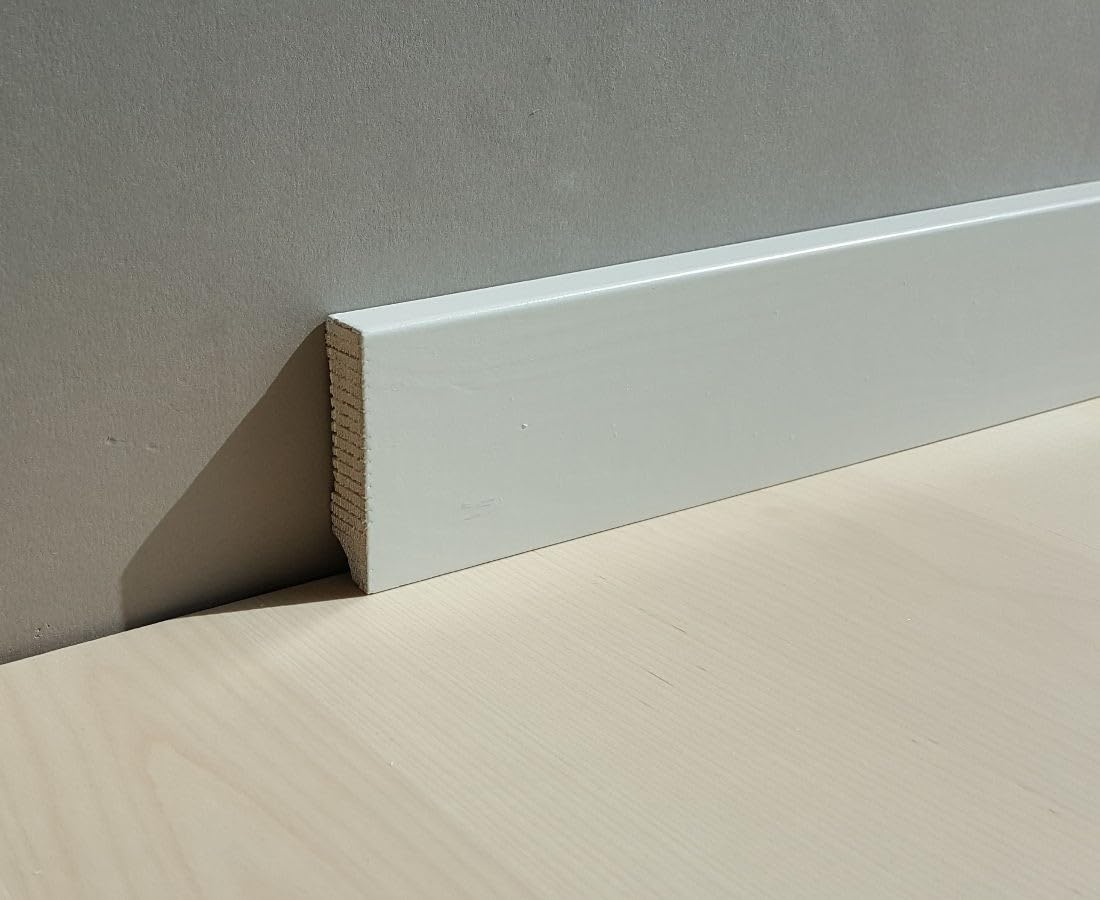 Listwa przypodłogowa z litego drewna 10 x 60 x 2500 mm, lite drewno, biała, do klejenia, przykręcania i gwoździ, listwa przypodłogowa firmy PROVISTON 62,5 m | 25 sztuk
