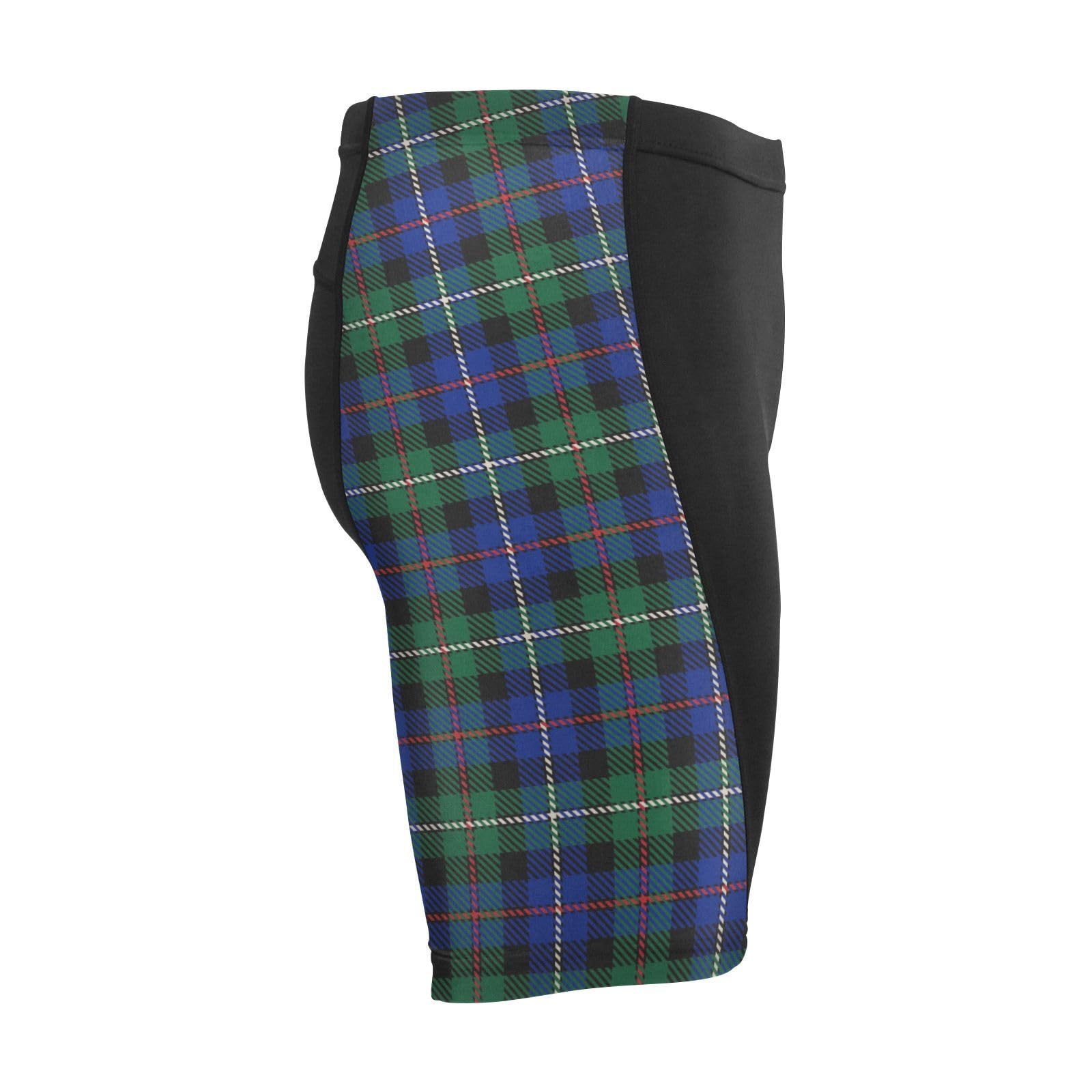 Men's Padded Bicycle Short, Cycling Shorts, Breathable, Moisture-Absorbent and Sweat-Wicking Blue Green Tartan Plaid