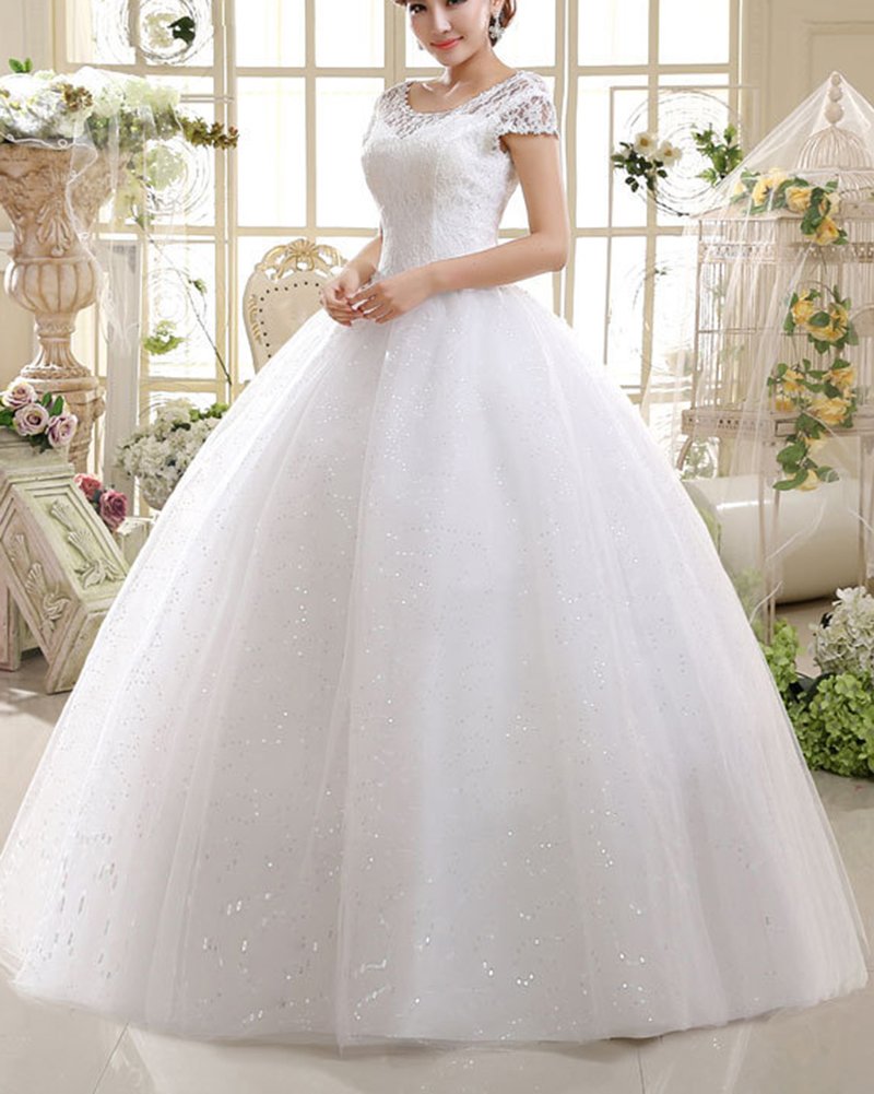 ShiFan Robe Femmes Élégante De Mariage Encolure Ronde pour Dentelle Dress