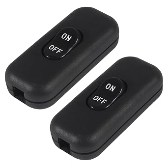 2pcs Inline Cord Switch, AC 250V 6A On-Off Lamp Control Appliance Switch for Bedroom Table Lamp Desk LED LightsBlack