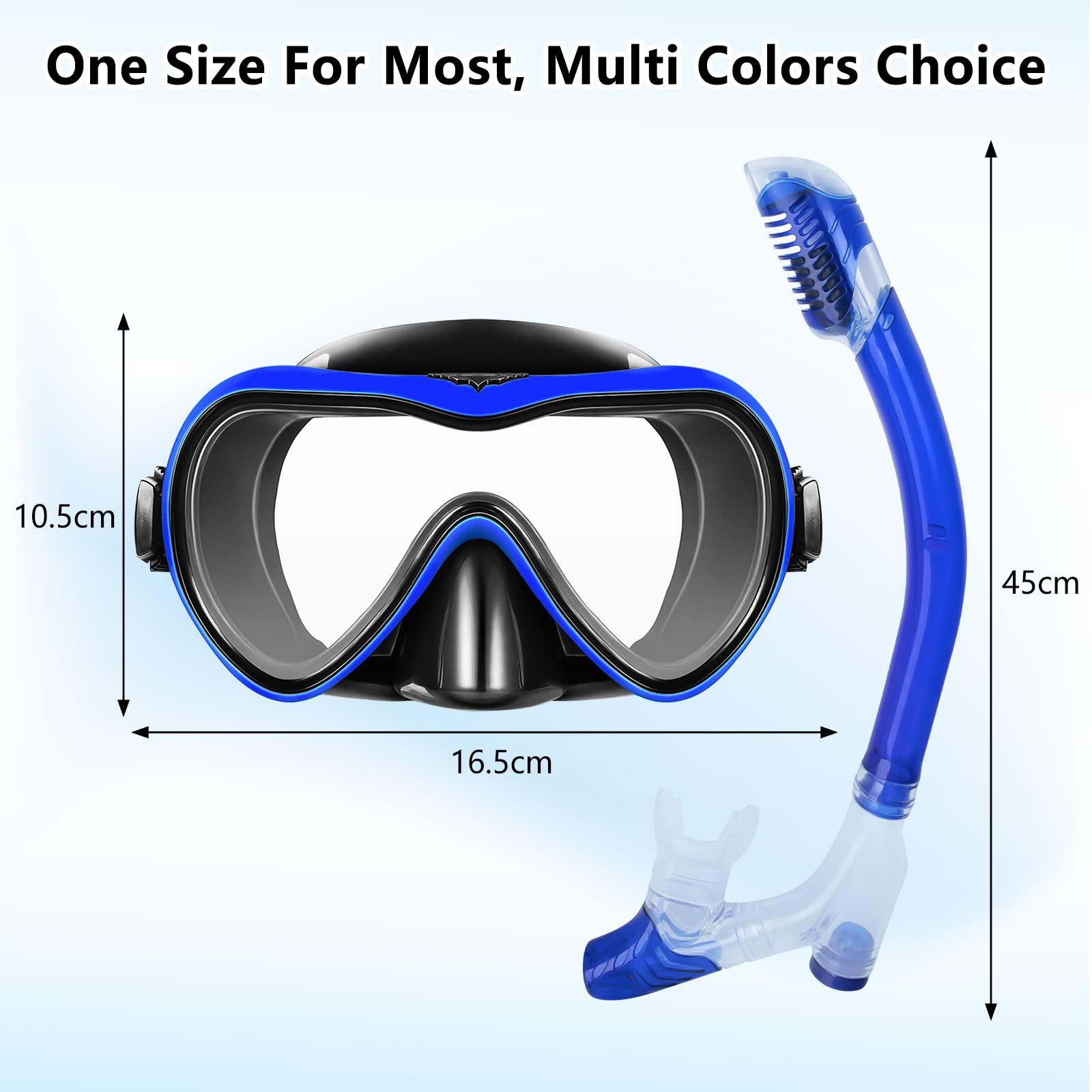 Juego Esnórquel Adulto Juego Snorkel Adultos Antivaho - Máscara Panorámica 180° Con Tubo Seco Y Cristal Templado Vidrio Templado Snorkel
