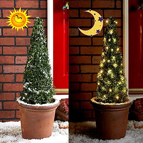 Image of kemooie 2 Packs Solar String Lights, Total 200 LED 66FT 8 Twinkle Modes Warm White Solar Powered Fairy Lights, Waterproof for Outdoor, Tree, Garden, Christmas Decorations (Warm White)