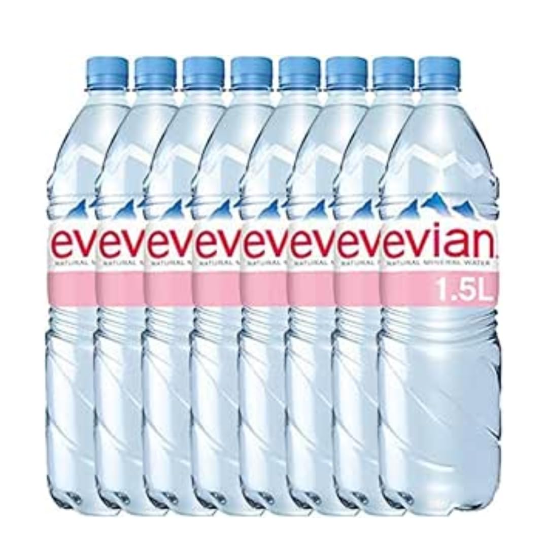 Evian Water | Mineral Water | Still Water | Crisp Taste | Carbon Neutral | Recycled plastic 1.5L I Pack of 8