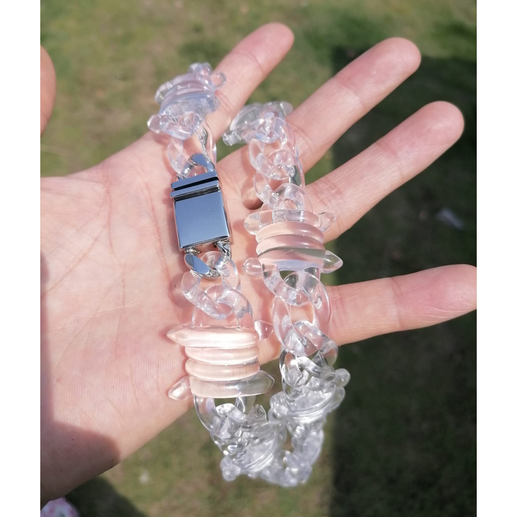 Collana acrilica esagerata, Gioielli da Colletto a Catena Acetato Vintage Personalizzati per Donne uomini-21,2 Pollici Trasparenti 1