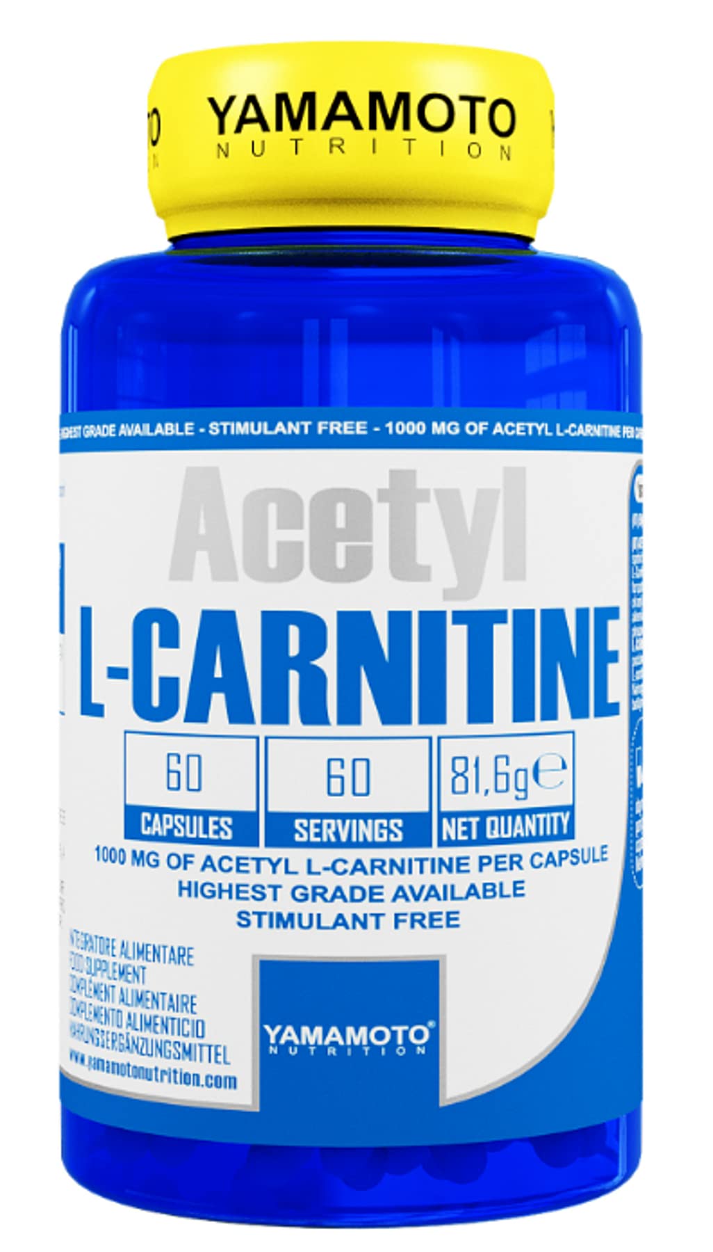 Yamamotò Acetyl L- Carnitine 1000 mg - 120 compresse - Integratore Alimentare a Base di Acetil Carnitina 1000 mg per dose - Senza Glutine, Senza Lattosio