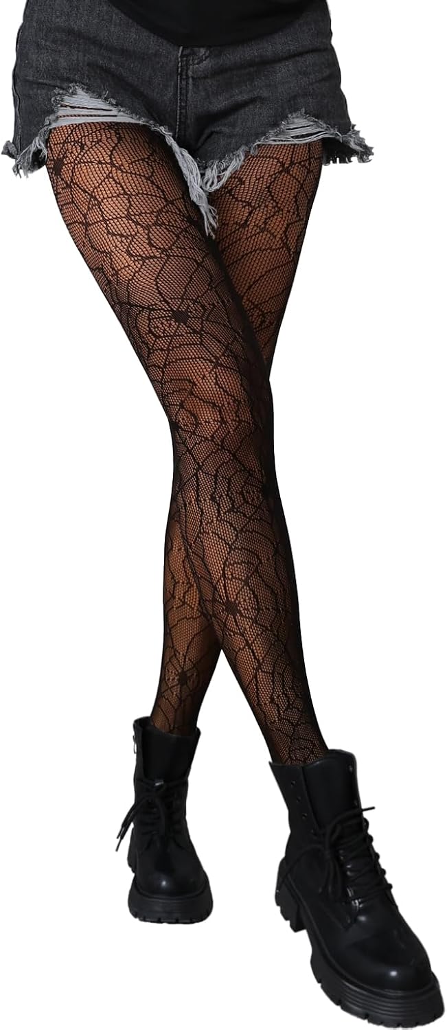 Suximix Fishnet Stockings for Women, Floral Tights with High Waist, Stretchy & Snag-Free for Daily Wear, Parties, Cosplay