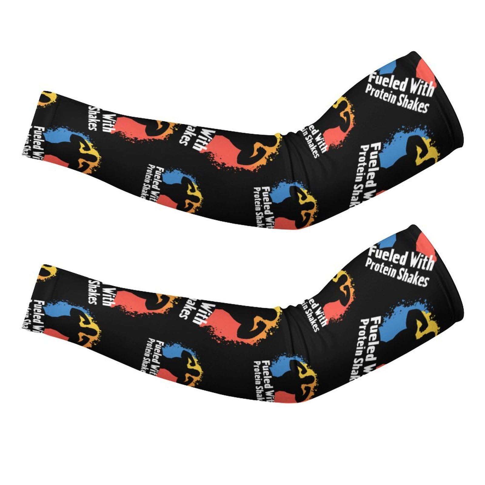 Fueled With Protein Shakes Ice Silk Arm Sleeves Cooling Sun Protection Arm Sleeve for Men Women M