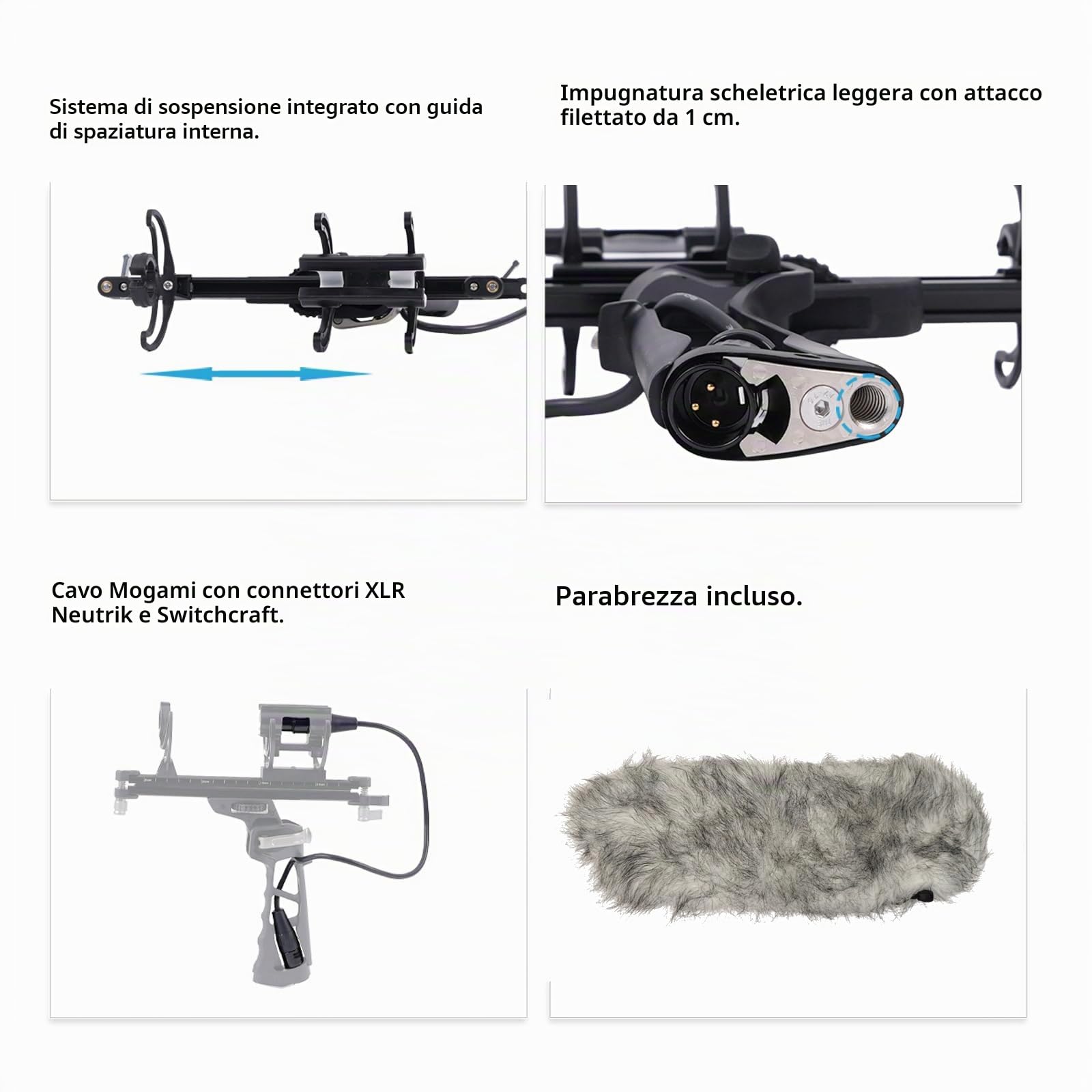 MICOLIVE-SE Protezione Antivento Microfono Sistema Blimp | Paravento Gabbia e Sospensione migliorata Antishock per RODE Shotgun e Microfoni Simili