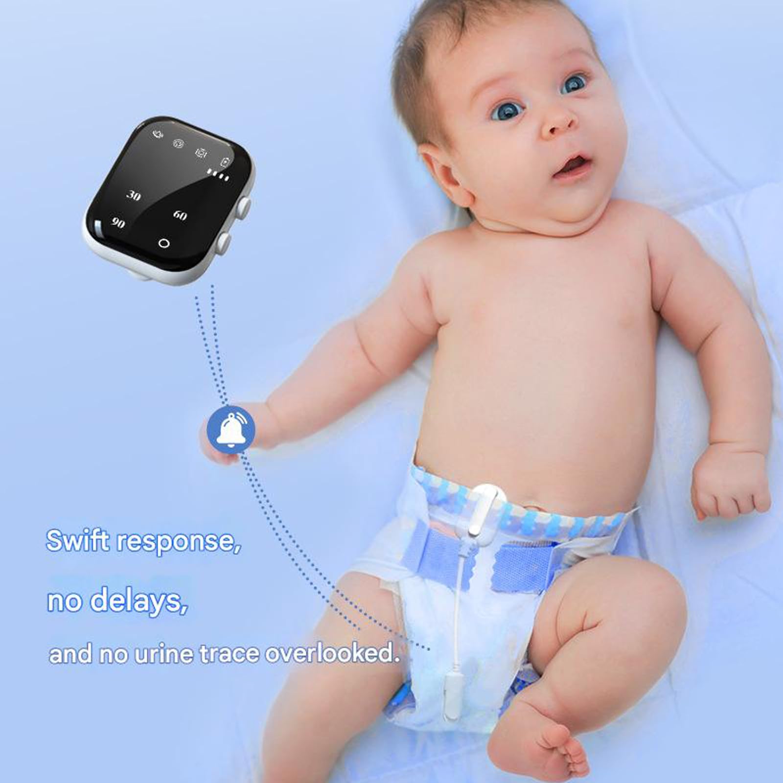 Monitor de humedad para niños que ofrece alertas musicales de vibraciones inmediatas para un entrenamiento eficaz para ir al baño, comodidad y alarma pediátrica