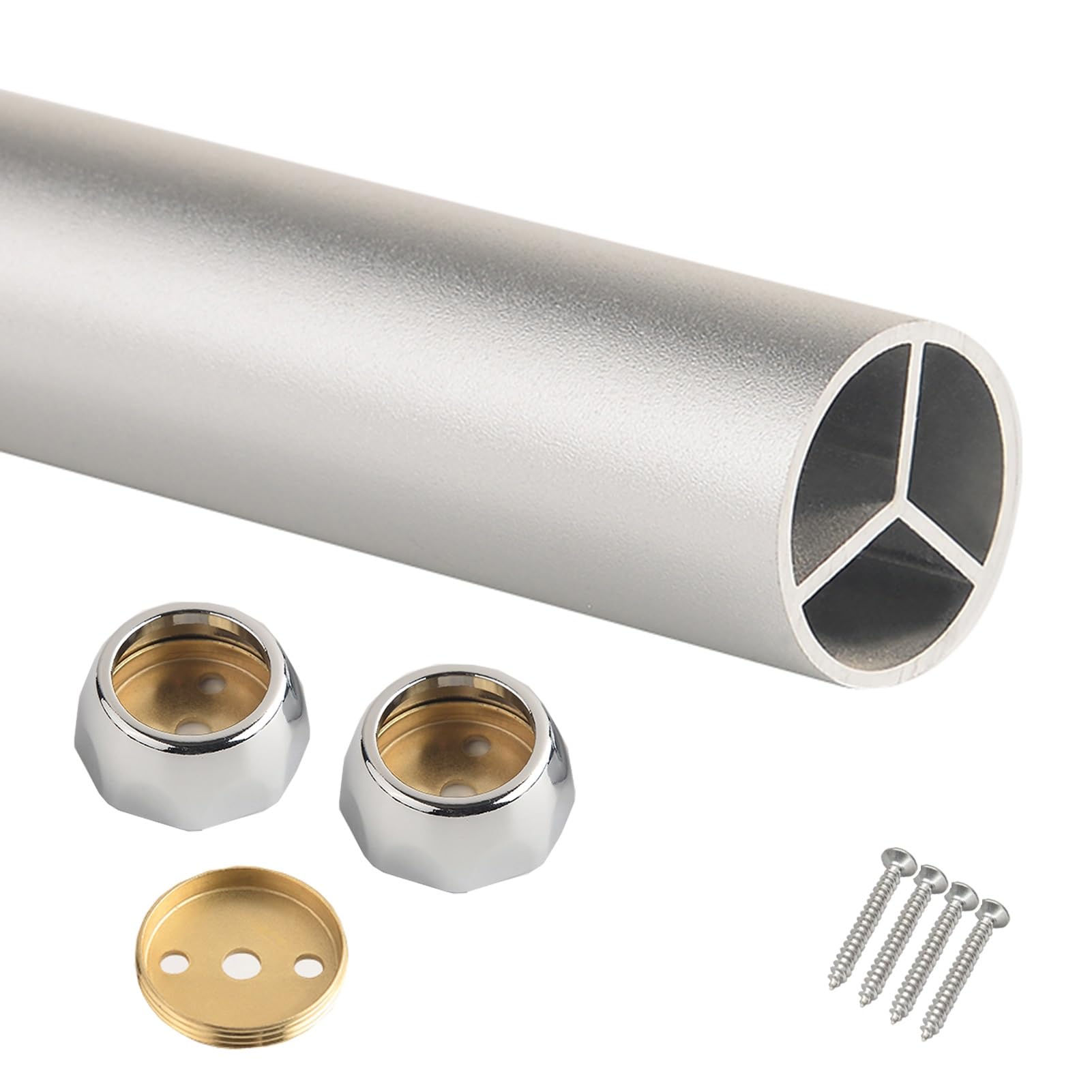 Asta Appendiabiti per Armadio Asta Appendiabiti Robusta da 10 - 170cm, Asta di Tensione in Lega di Alluminio Personalizzabile con Viti, Asta Appendiabiti per Appendere Vestiti/ Pantaloni(Silver,90cm/3