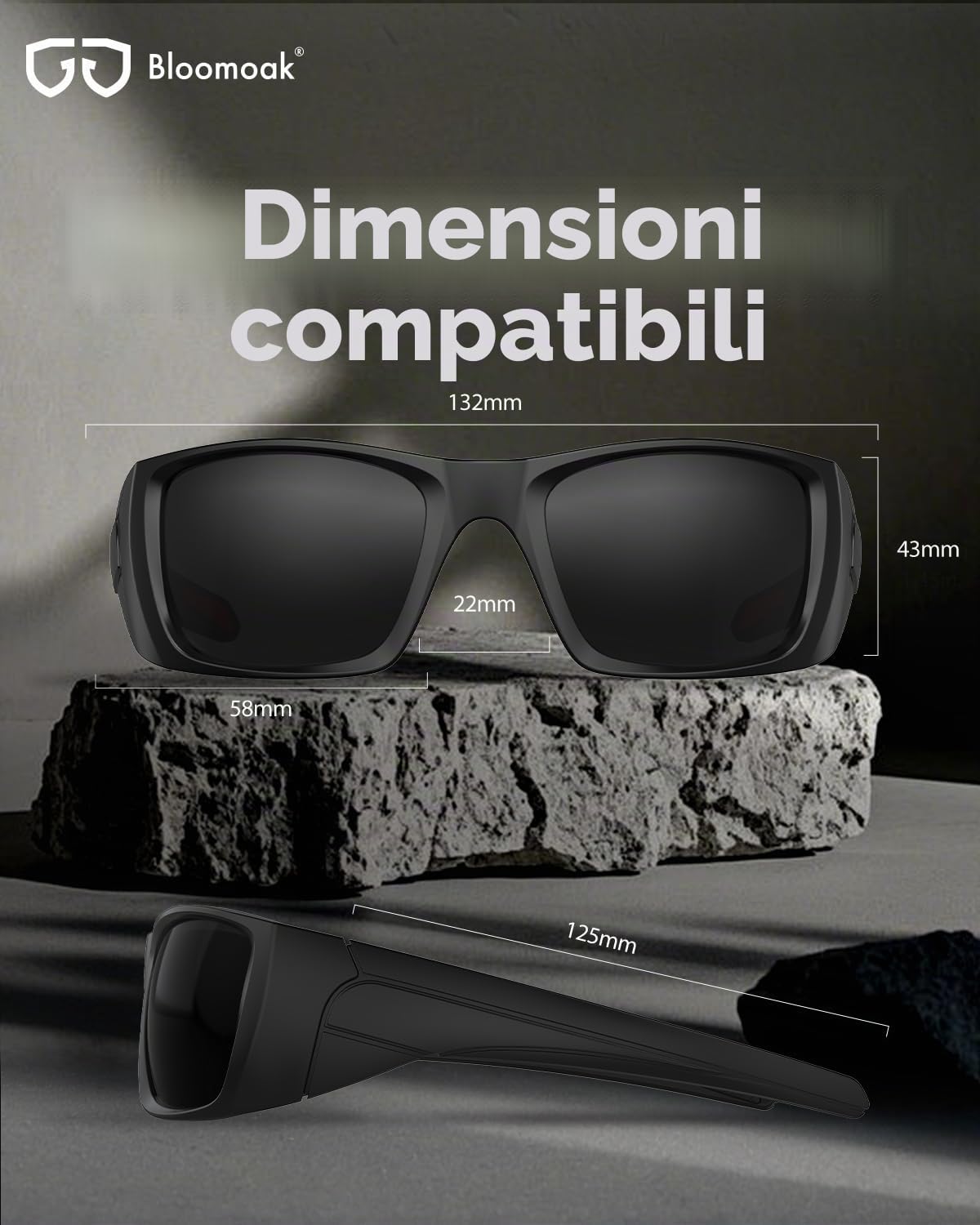 Bloomoak Occhiali da sole CAT 4 Super Dark | UV 400 | Per fotofobia e sensibilità alla luce | Stile sportivo avvolgente per uomini e donne
