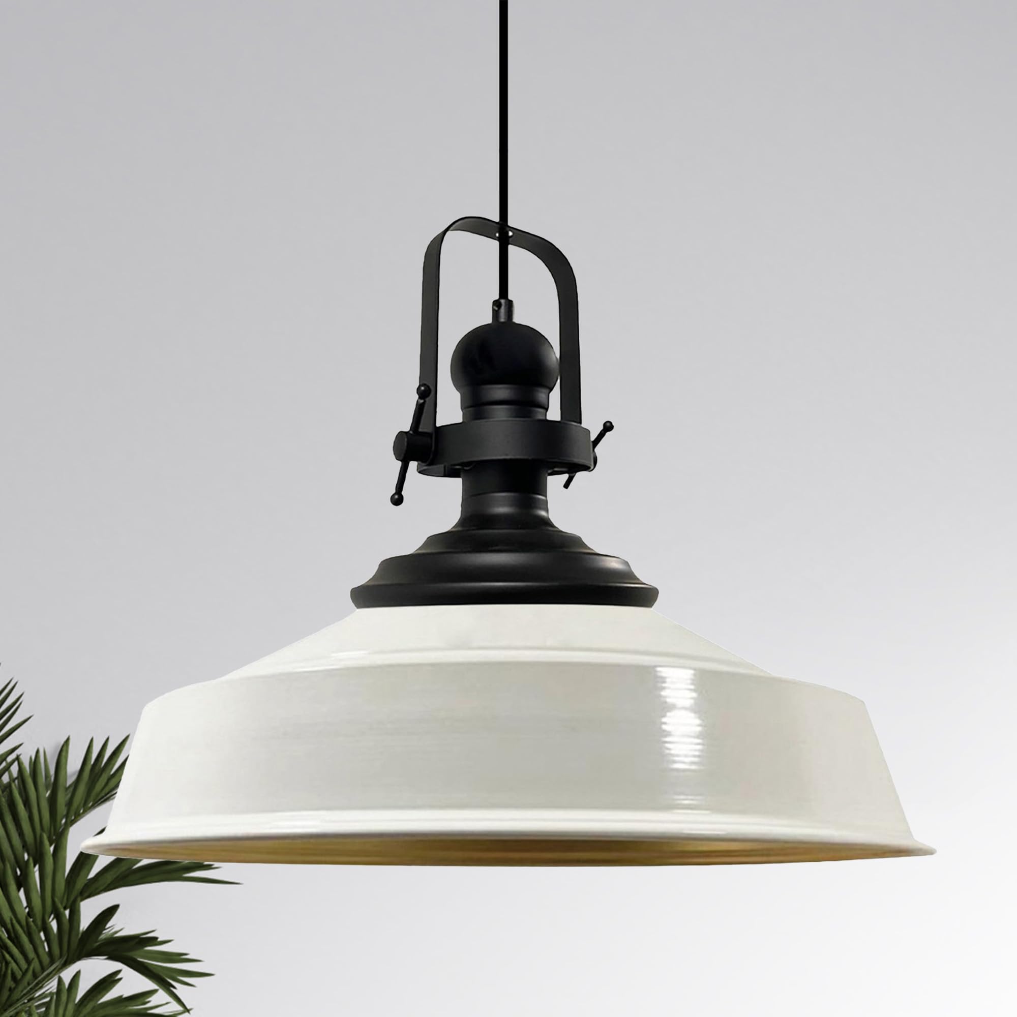 bamyum Asletl Pendant Light Vintage Metal 40 cm, Lamp Shades Ceiling, Kitchen Lights Ceiling E27, Industrial Lamp Shades Ceiling, Metal Pendant Light Fitting for Living Room White
