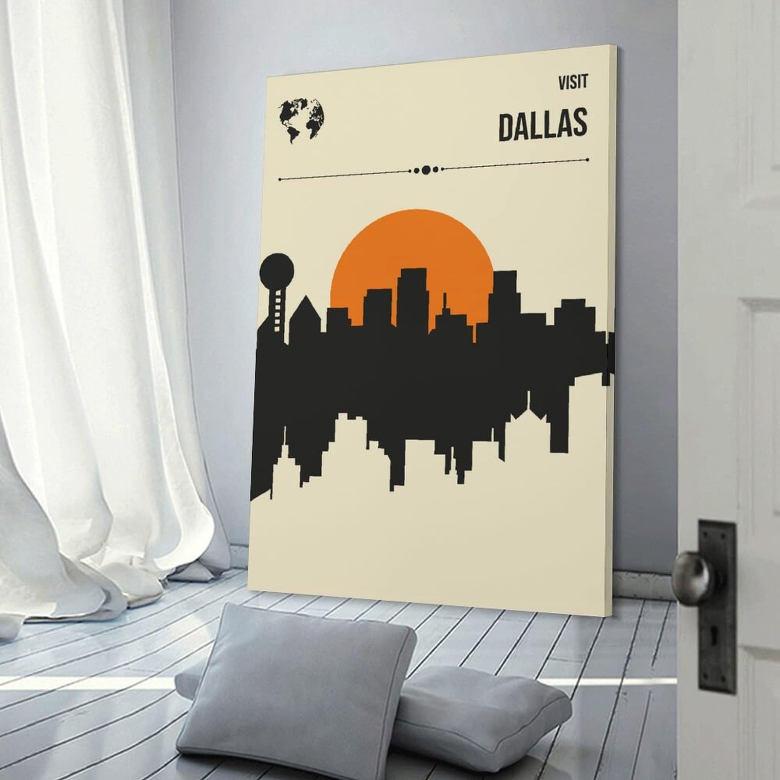 Junmoney Visit Dallas Travel Room Decor Wall Art, 20x30inch(50x75cm), for Bedrooms, Workspaces And Everyday Interiors, An Adaptable Decor Piece for Home Use