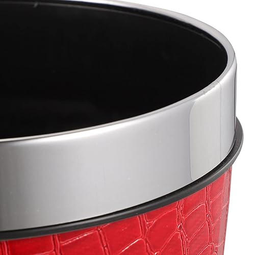 Miniatura 5 de Operitacx Cubo de basura retro sin tapa, multiusos, para cocina, baño y oficina, diseño de base antideslizante, elegante patrón de cocodrilo, cesta