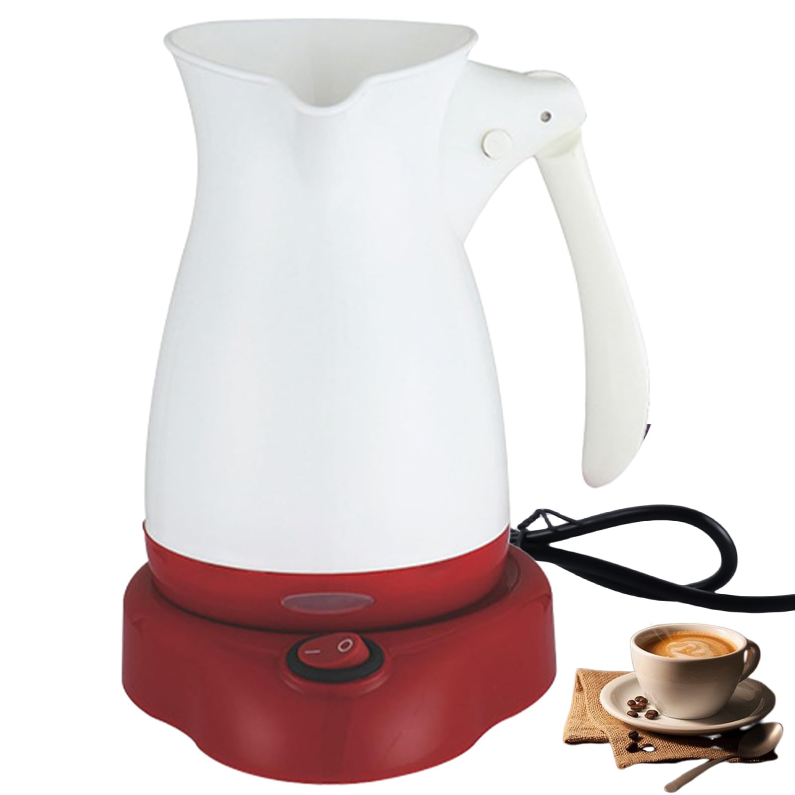Elektrische Kaffeekanne, 500ML 500 W Elektrische Türkische Kaffeekanne, Türkisch e Kaffeekann e, Türkischer Kaffeekocher Für Zuhause,Büro, Weiß